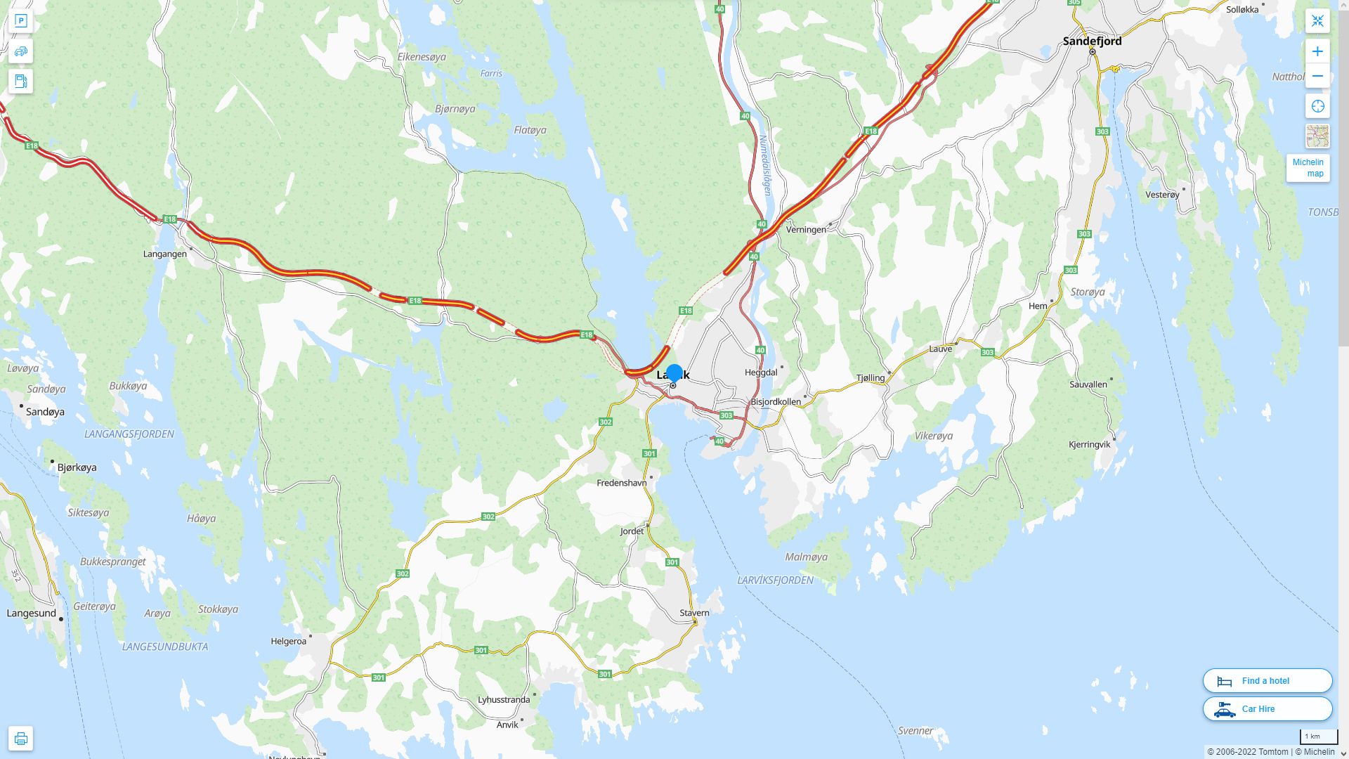 Larvik Norvege Autoroute et carte routiere